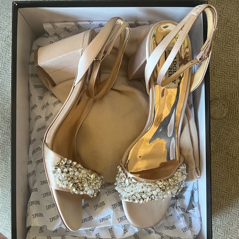 Badgley Mischka Clara Embellished Sandal Blush